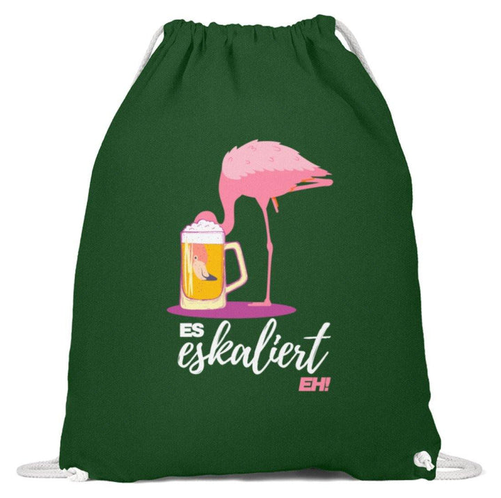 Es Eskaliert Eh - Flamingo  - Baumwoll Gymsac - Words on Shirts Sag es mit dem Mittelfinger Shirts Hoodies Sweatshirt Taschen Gymsack Spruch Sprüche Statement