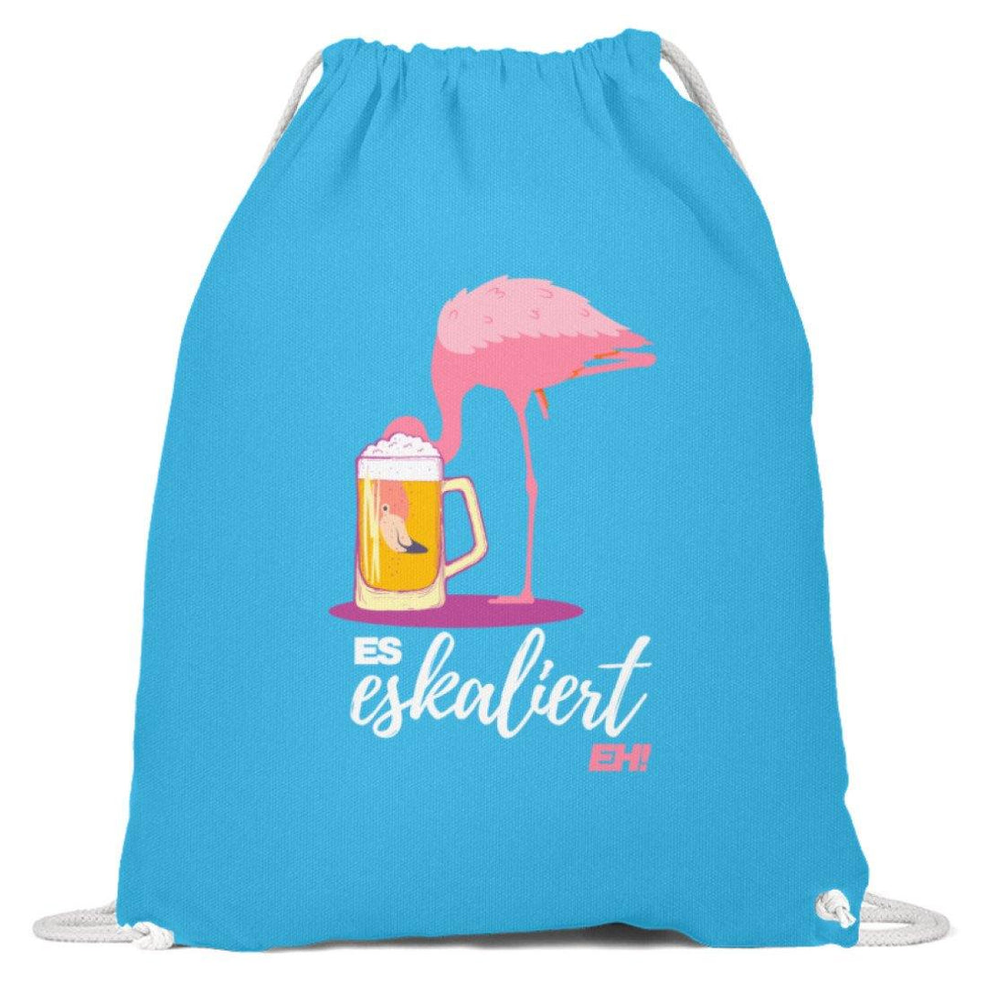 Es Eskaliert Eh - Flamingo  - Baumwoll Gymsac - Words on Shirts Sag es mit dem Mittelfinger Shirts Hoodies Sweatshirt Taschen Gymsack Spruch Sprüche Statement