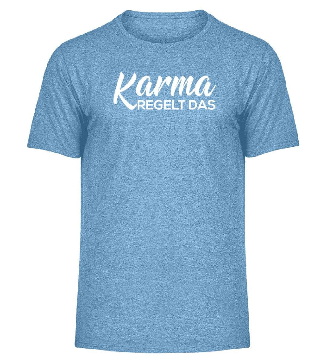 Karma regelt das-  Words on Shirts - PR  - Herren Melange Shirt - Words on Shirts Sag es mit dem Mittelfinger Shirts Hoodies Sweatshirt Taschen Gymsack Spruch Sprüche Statement