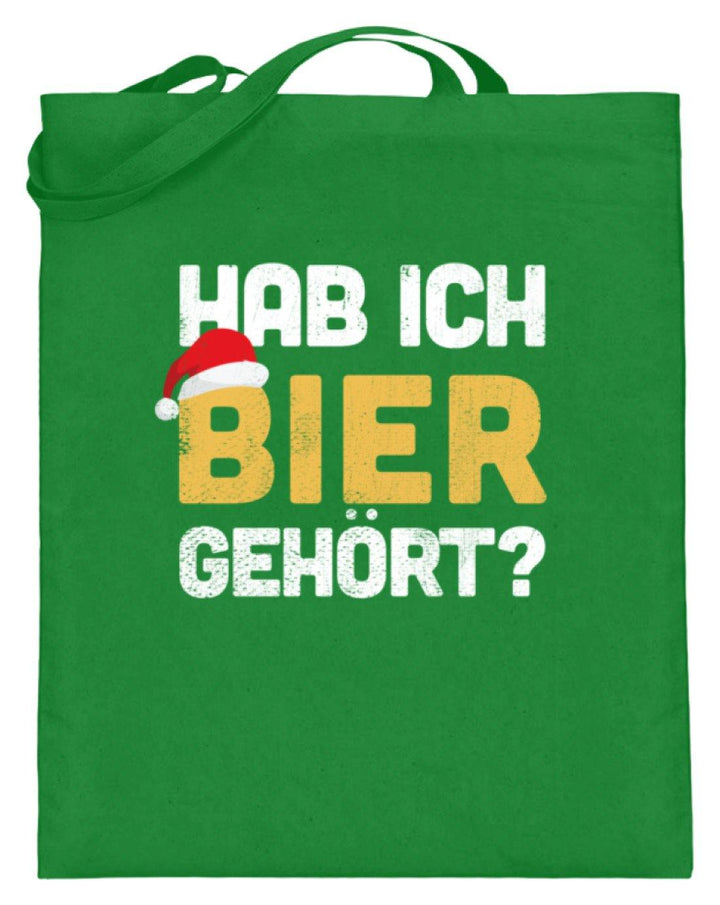 Hab ich Bier gehört? - Words on Shirts  - Jutebeutel (mit langen Henkeln) - Words on Shirts Sag es mit dem Mittelfinger Shirts Hoodies Sweatshirt Taschen Gymsack Spruch Sprüche Statement