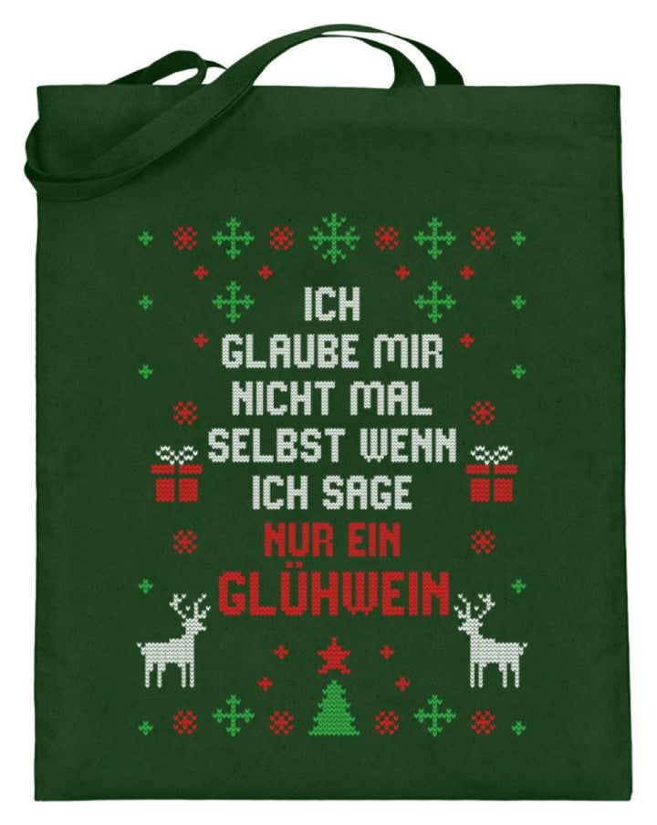 Nur ein Glühwein - Words on Shirts  - Jutebeutel (mit langen Henkeln) - Words on Shirts Sag es mit dem Mittelfinger Shirts Hoodies Sweatshirt Taschen Gymsack Spruch Sprüche Statement