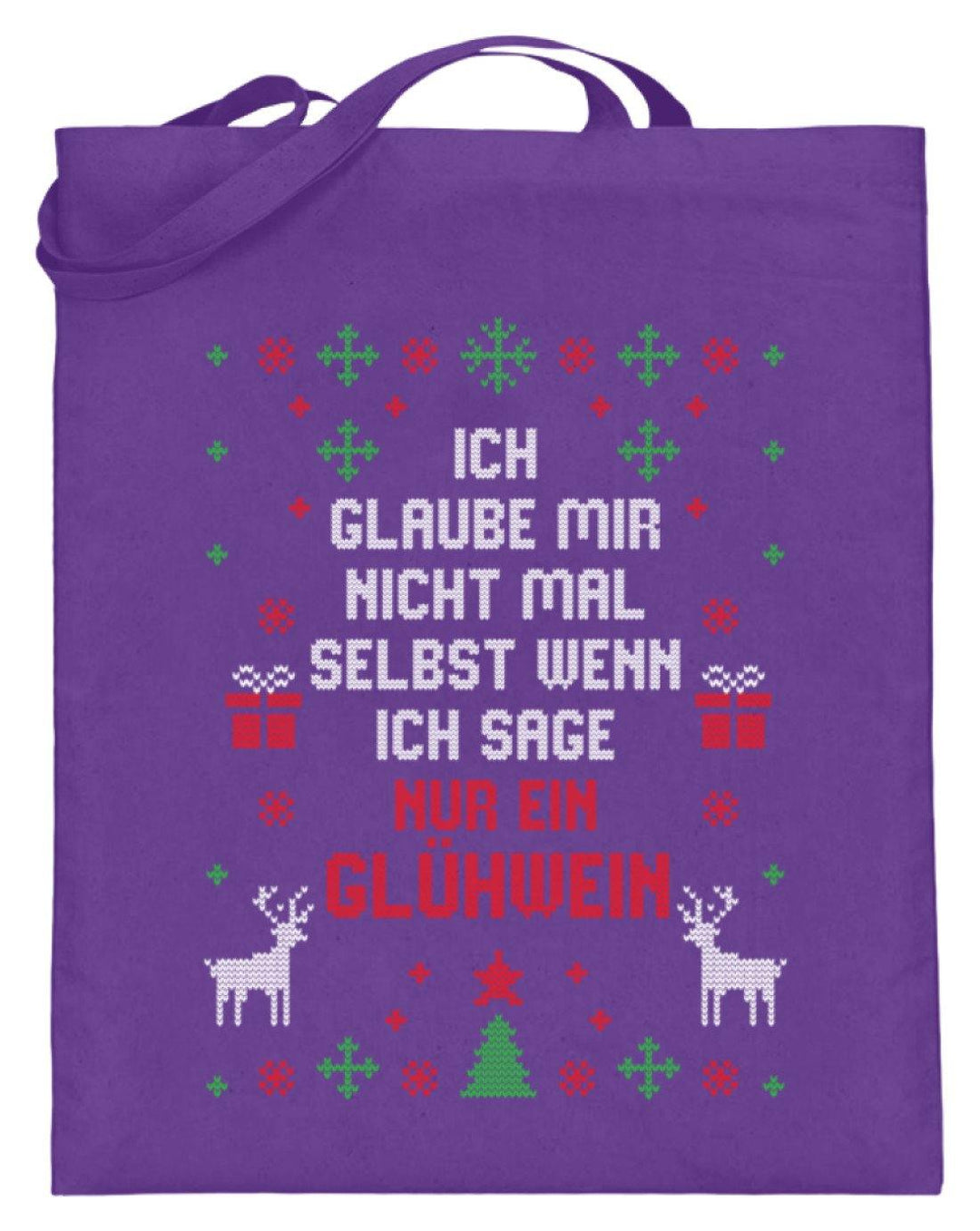 Nur ein Glühwein - Words on Shirts  - Jutebeutel (mit langen Henkeln) - Words on Shirts Sag es mit dem Mittelfinger Shirts Hoodies Sweatshirt Taschen Gymsack Spruch Sprüche Statement