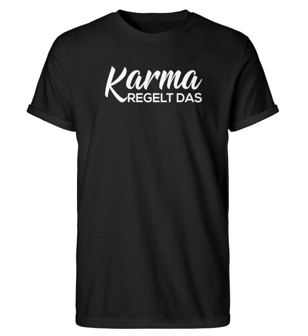 Karma regelt das-  Words on Shirts - PR  - Herren RollUp Shirt - Words on Shirts Sag es mit dem Mittelfinger Shirts Hoodies Sweatshirt Taschen Gymsack Spruch Sprüche Statement