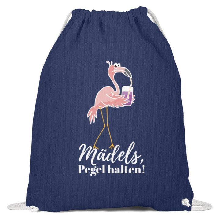 Mädels Pegel halten - Flamingo  - Baumwoll Gymsac - Words on Shirts Sag es mit dem Mittelfinger Shirts Hoodies Sweatshirt Taschen Gymsack Spruch Sprüche Statement