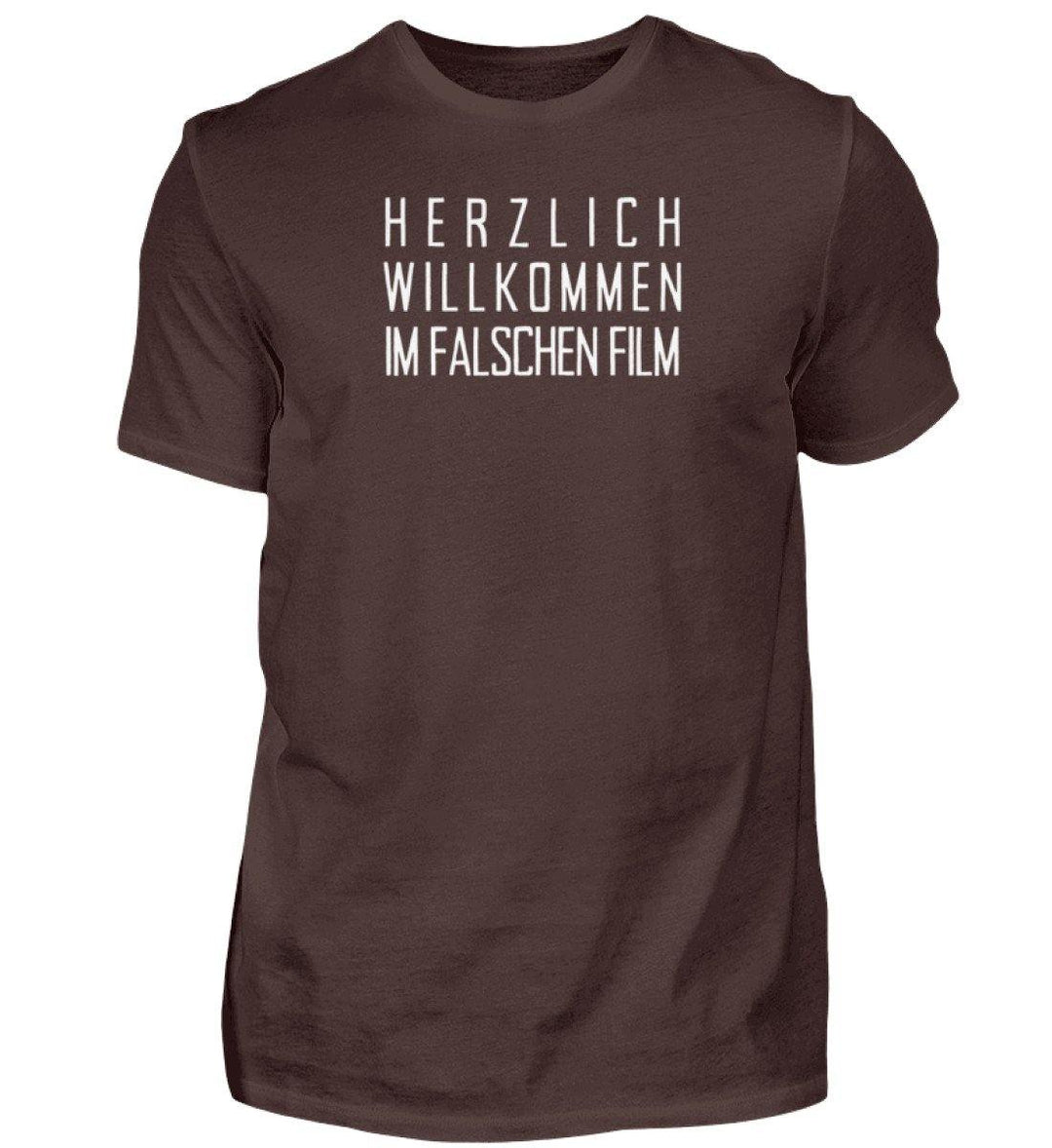 Im falschen Film -  Words on Shirts - PR  - Herren Premiumshirt - Words on Shirts Sag es mit dem Mittelfinger Shirts Hoodies Sweatshirt Taschen Gymsack Spruch Sprüche Statement