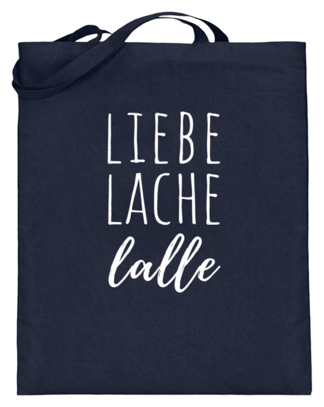Liebe Lache Lalle - Words on Shirt  - Jutebeutel (mit langen Henkeln)