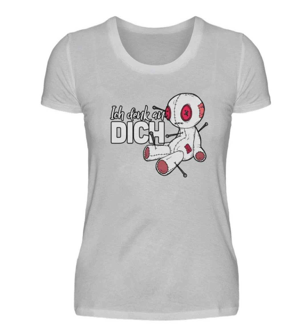 Voodoo Ich denk an dich Words on Shirts  - Damenshirt - Words on Shirts Sag es mit dem Mittelfinger Shirts Hoodies Sweatshirt Taschen Gymsack Spruch Sprüche Statement