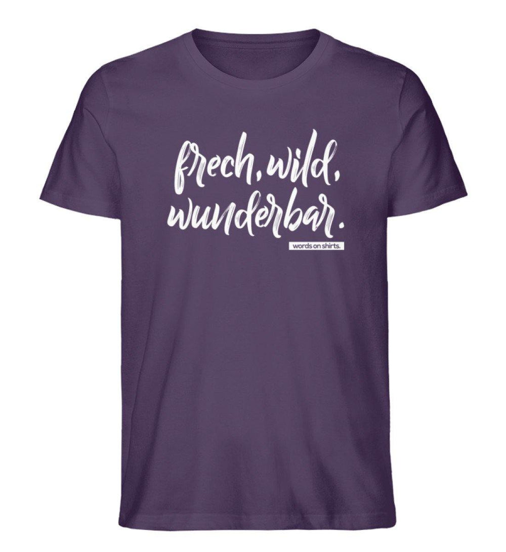 Frech wild wunderbar Words on Shirts PR  - Herren Premium Organic Shirt - Words on Shirts Sag es mit dem Mittelfinger Shirts Hoodies Sweatshirt Taschen Gymsack Spruch Sprüche Statement