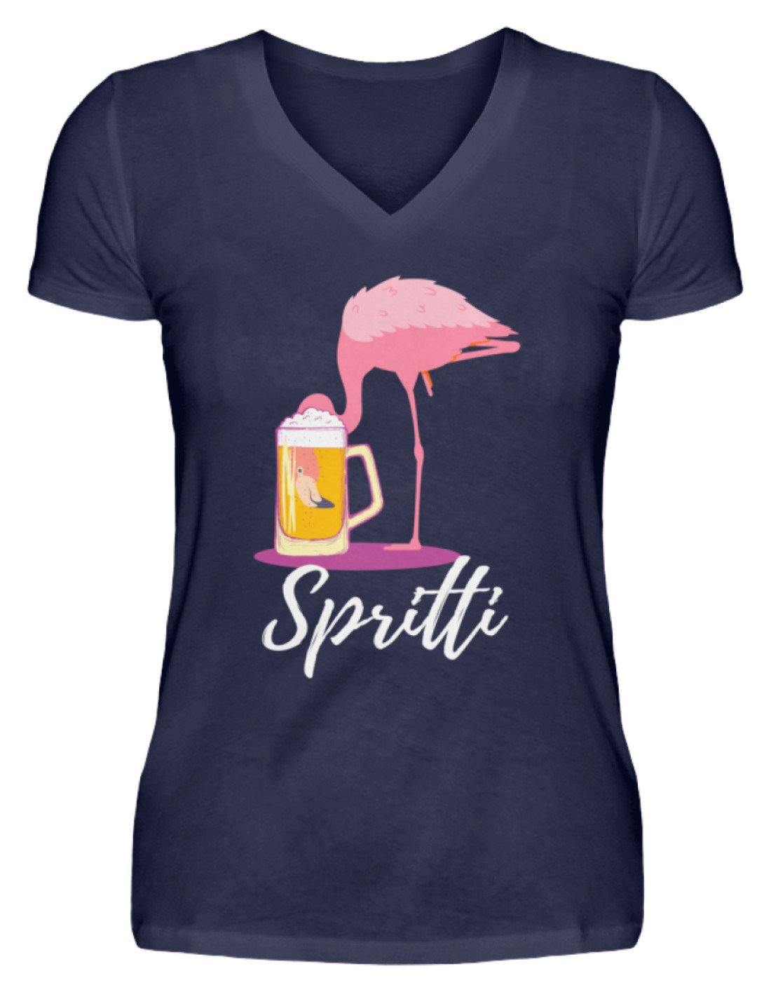 Flamingo Spritti - Words on Shirt  - V-Neck Damenshirt