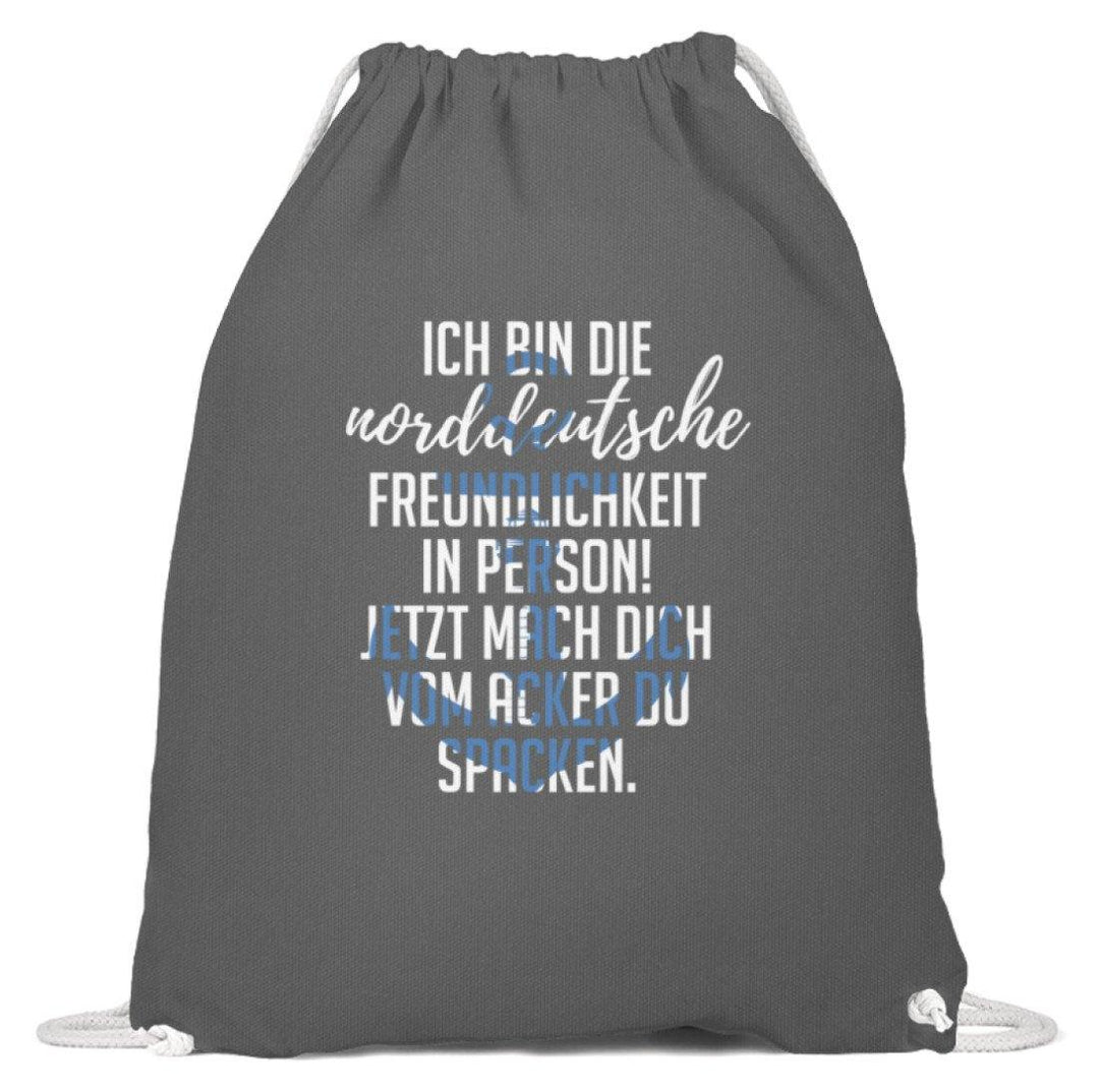 Norddeutsche Freundlichkeit  - Baumwoll Gymsac - Words on Shirts Sag es mit dem Mittelfinger Shirts Hoodies Sweatshirt Taschen Gymsack Spruch Sprüche Statement