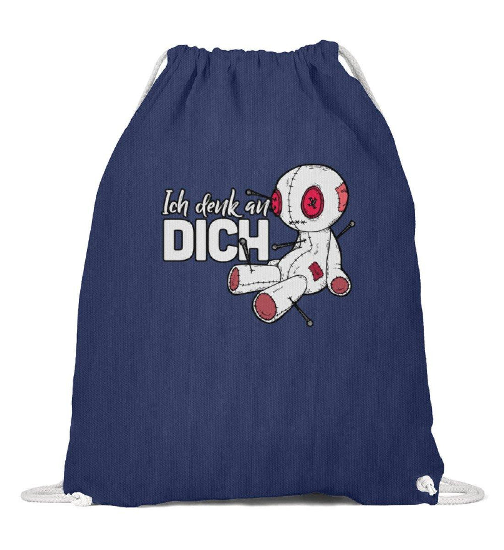 Voodoo Ich denk an dich Words on Shirts  - Baumwoll Gymsac - Words on Shirts Sag es mit dem Mittelfinger Shirts Hoodies Sweatshirt Taschen Gymsack Spruch Sprüche Statement