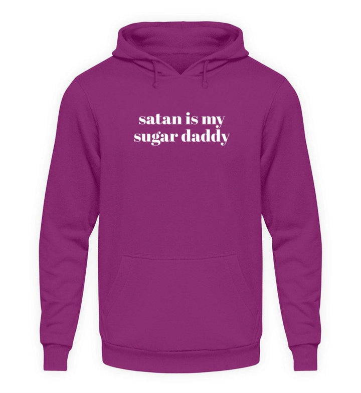 Satan Is My Sugar Daddy  - Unisex Kapuzenpullover Hoodie - Words on Shirts Sag es mit dem Mittelfinger Shirts Hoodies Sweatshirt Taschen Gymsack Spruch Sprüche Statement