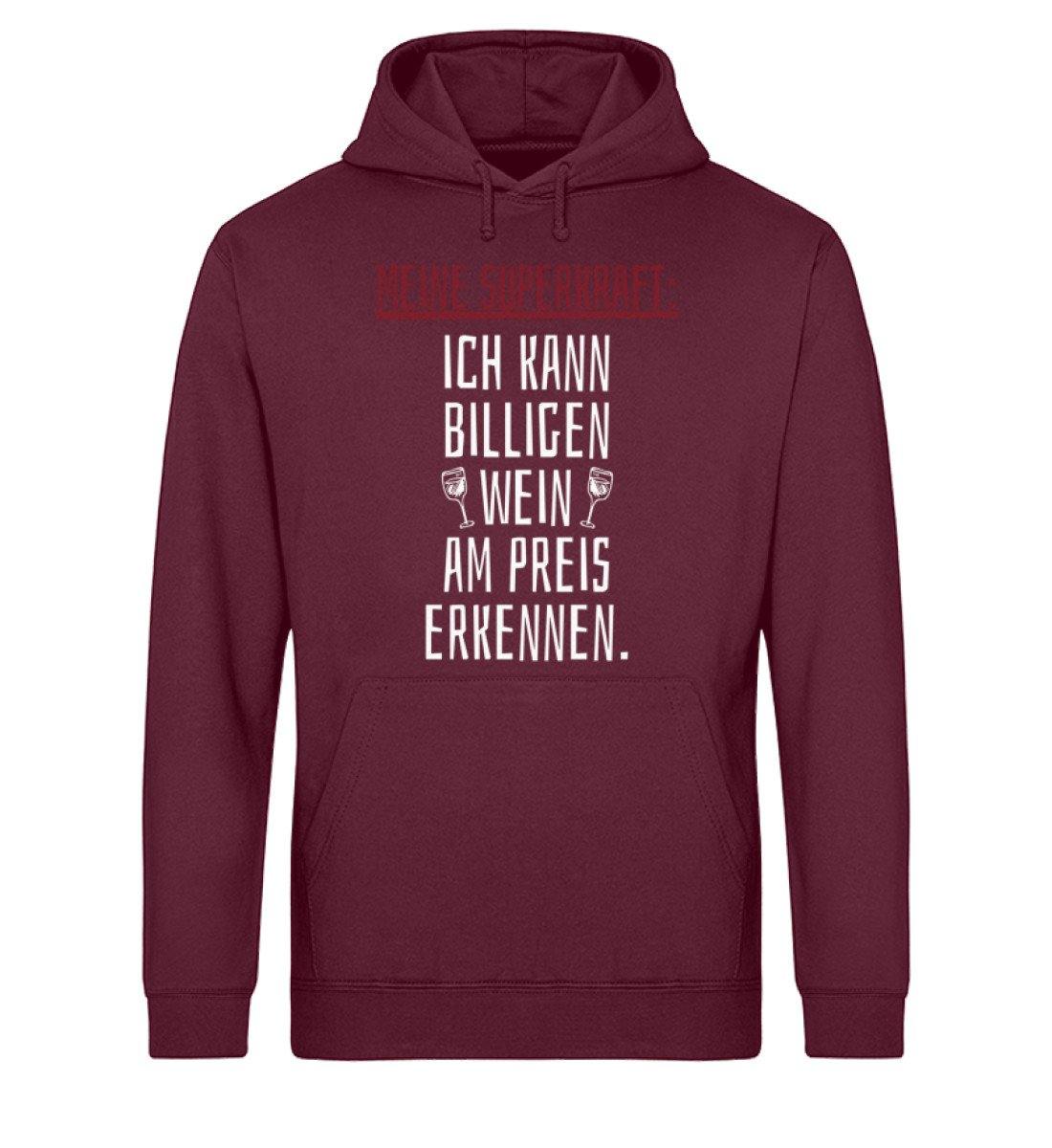 Superkraft billiger Wein Preis erkennen  - Unisex Organic Hoodie