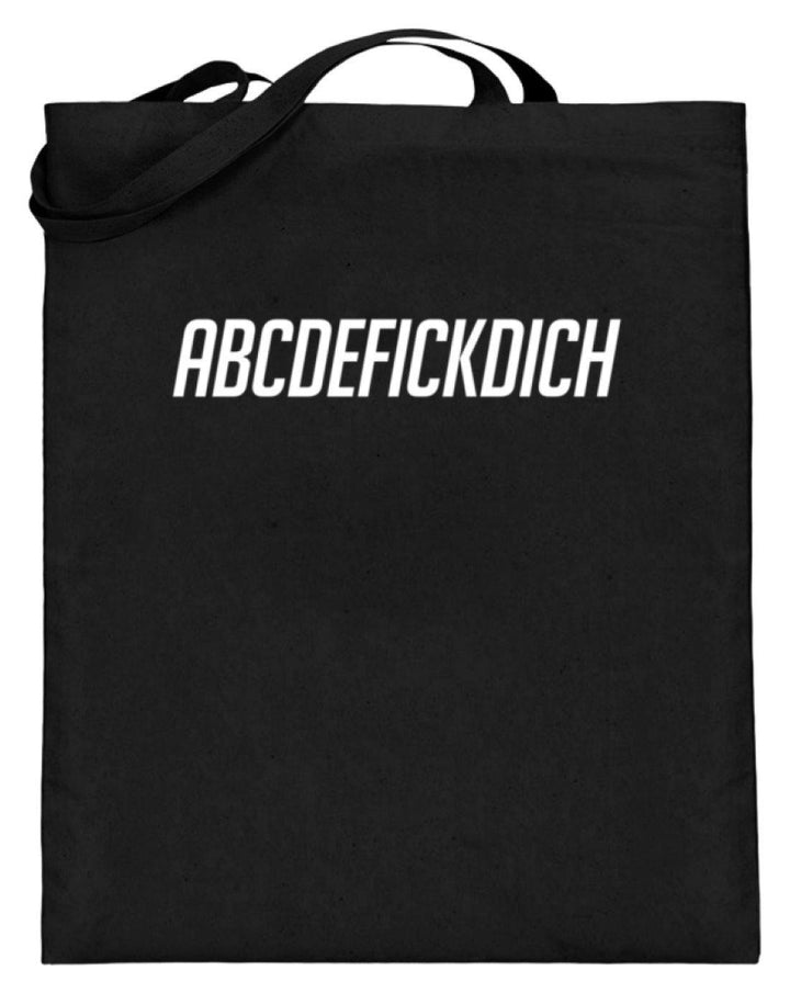 ABCDEF......... Words on Shirts  - Jutebeutel (mit langen Henkeln) - Words on Shirts Sag es mit dem Mittelfinger Shirts Hoodies Sweatshirt Taschen Gymsack Spruch Sprüche Statement