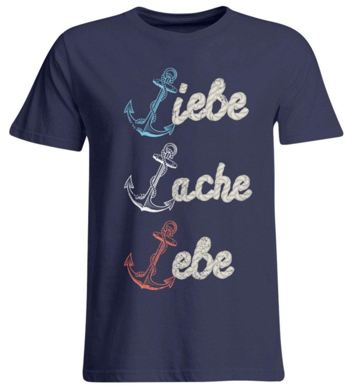Liebe Lache Lebe - Norddeutsch   - Übergrößenshirt - Words on Shirts Sag es mit dem Mittelfinger Shirts Hoodies Sweatshirt Taschen Gymsack Spruch Sprüche Statement