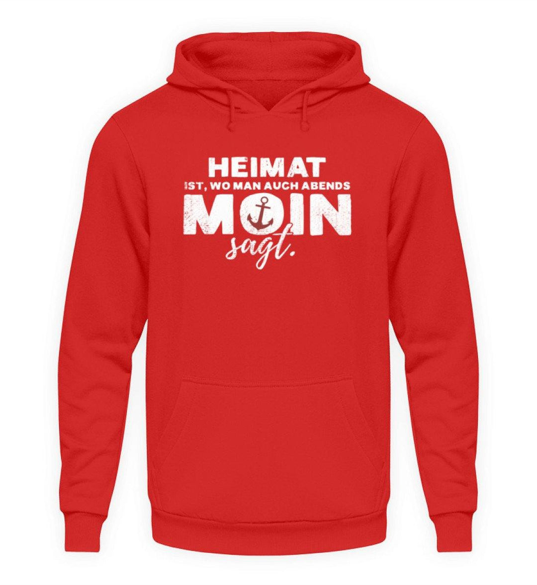 Abends Moin sagt - Norddeutsch  - Unisex Kapuzenpullover Hoodie - Words on Shirts Sag es mit dem Mittelfinger Shirts Hoodies Sweatshirt Taschen Gymsack Spruch Sprüche Statement