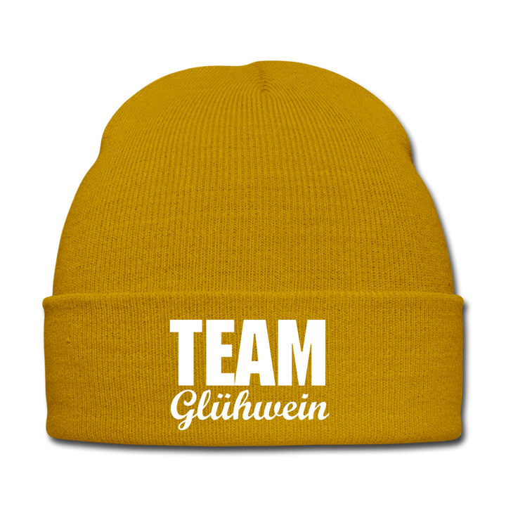 Team Glühwein - Beanie - Mütze - Wintermütze - Senfgelb