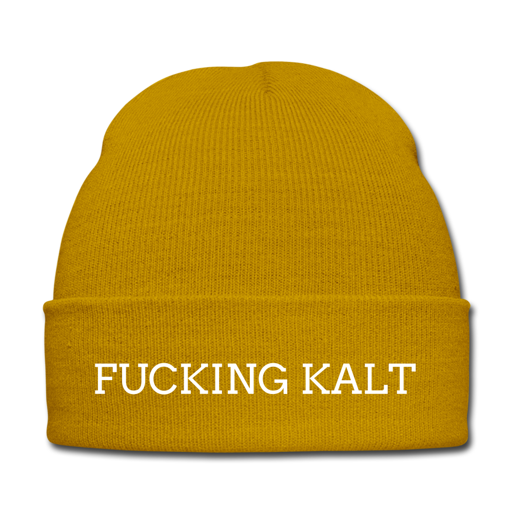 Fucking kalt - Beanie - Mütze - Wintermütze - Senfgelb