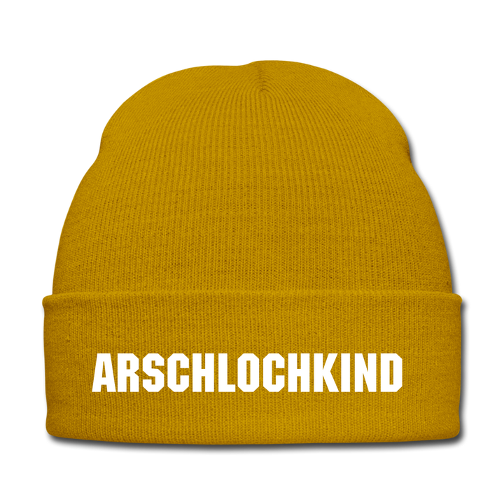 ARSCHLOCHKIND - BEANIE - MÜTZE - WINTERMÜTZE - Senfgelb