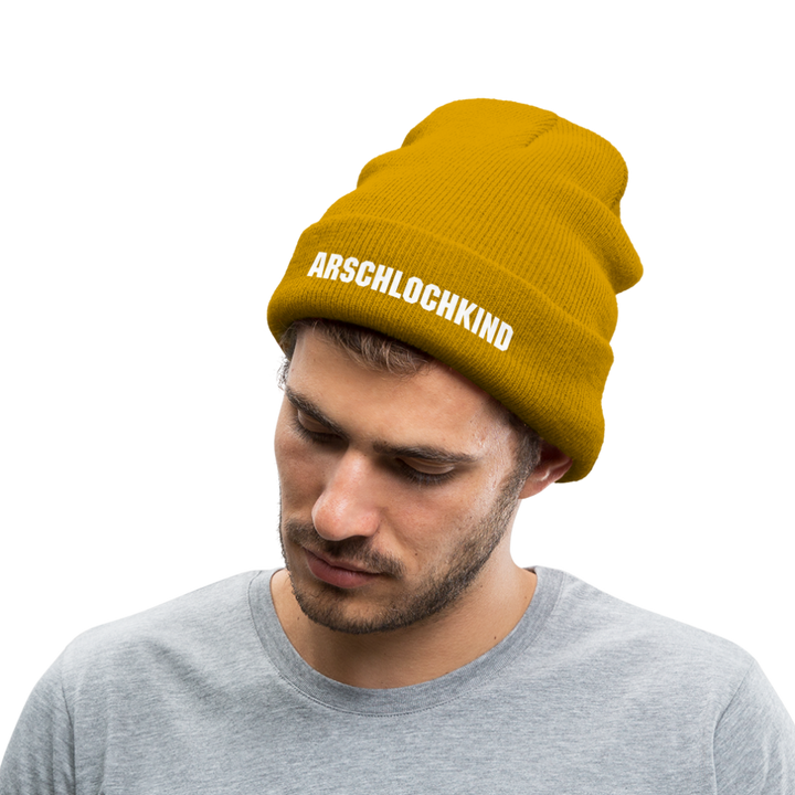 ARSCHLOCHKIND - BEANIE - MÜTZE - WINTERMÜTZE - Senfgelb