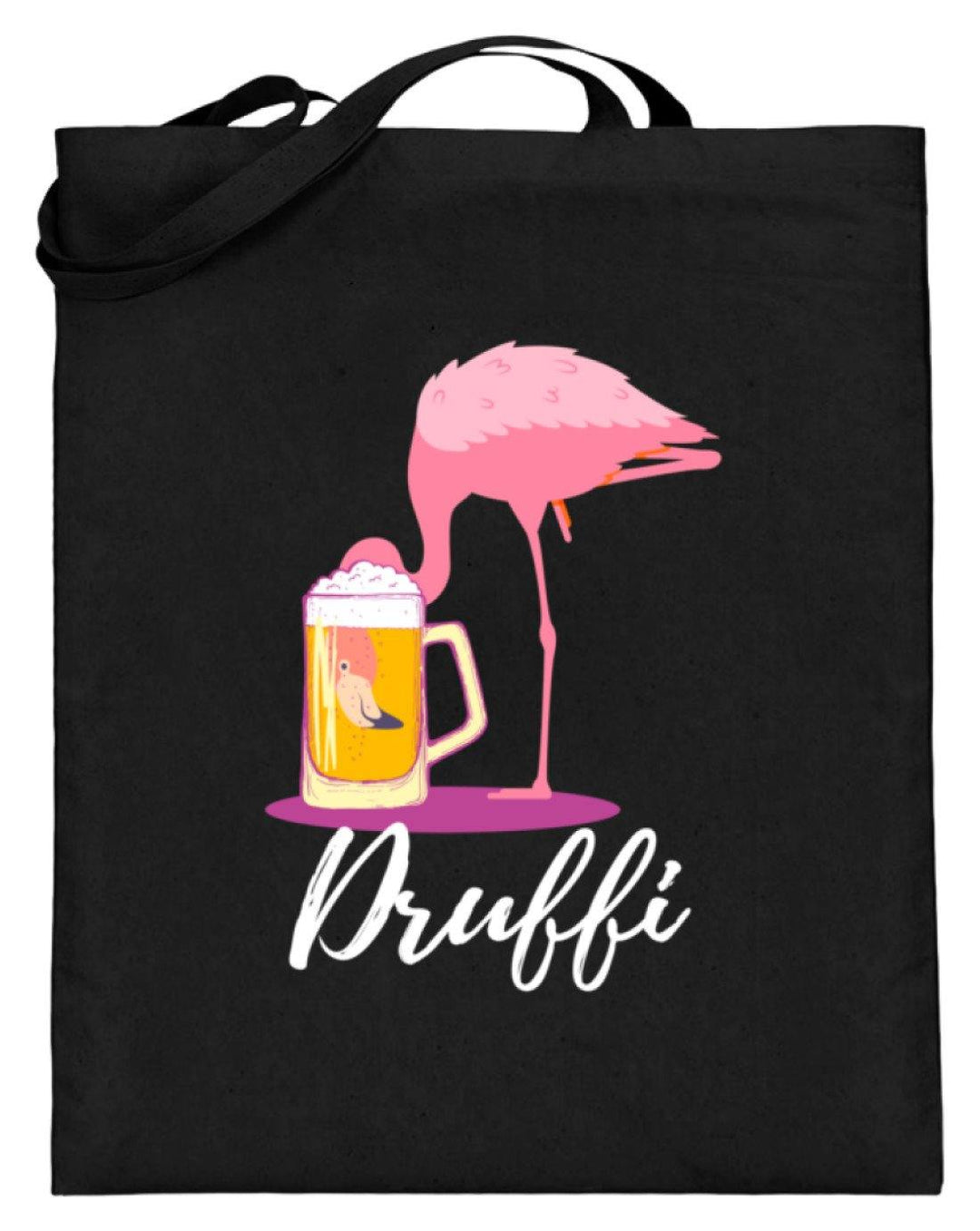 Flamingo Druffi - Words on Shirt  - Jutebeutel (mit langen Henkeln) - Words on Shirts Sag es mit dem Mittelfinger Shirts Hoodies Sweatshirt Taschen Gymsack Spruch Sprüche Statement