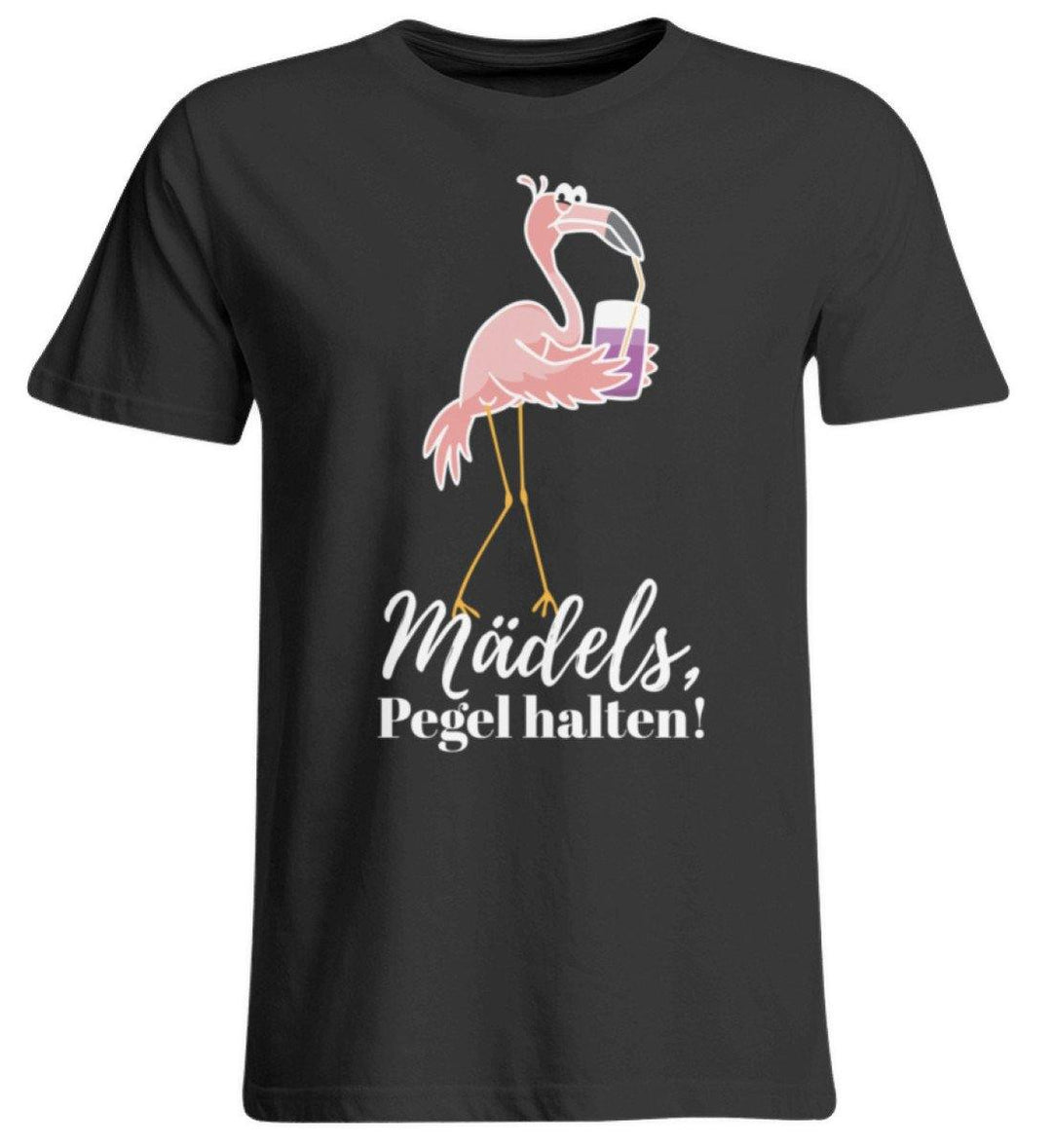 Mädels Pegel halten - Flamingo  - Übergrößenshirt - Words on Shirts Sag es mit dem Mittelfinger Shirts Hoodies Sweatshirt Taschen Gymsack Spruch Sprüche Statement