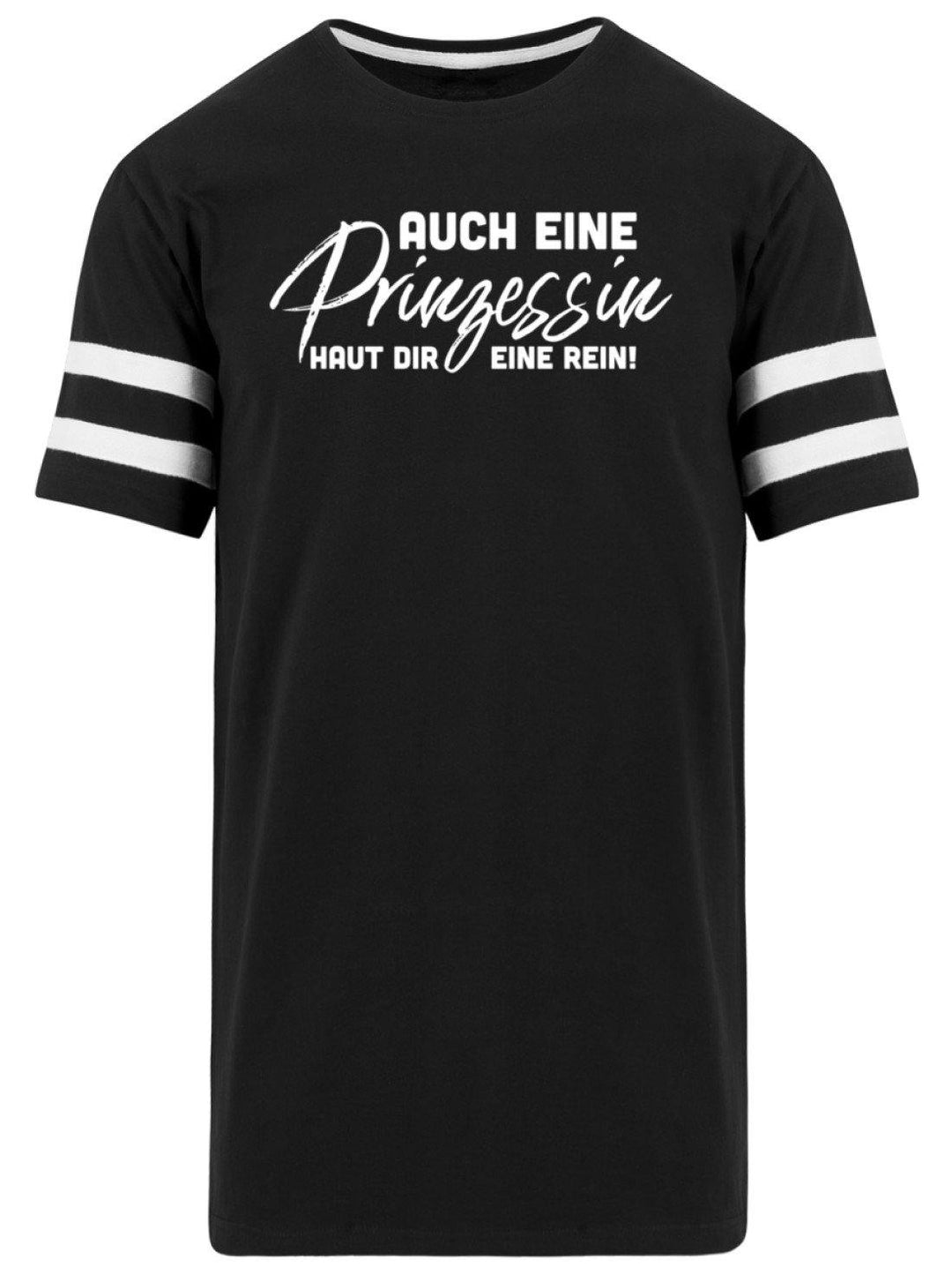 Auch Eine Prinzessin - Words on Shirt  - Herren Striped Long Shirt - Words on Shirts Sag es mit dem Mittelfinger Shirts Hoodies Sweatshirt Taschen Gymsack Spruch Sprüche Statement