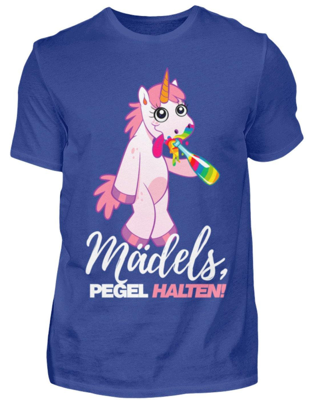 Mädels, Pegel halte - Einhorn  - Herren Shirt - Words on Shirts Sag es mit dem Mittelfinger Shirts Hoodies Sweatshirt Taschen Gymsack Spruch Sprüche Statement