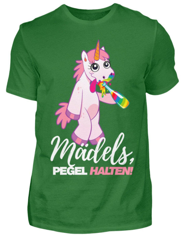 Mädels, Pegel halte - Einhorn  - Herren Shirt - Words on Shirts Sag es mit dem Mittelfinger Shirts Hoodies Sweatshirt Taschen Gymsack Spruch Sprüche Statement