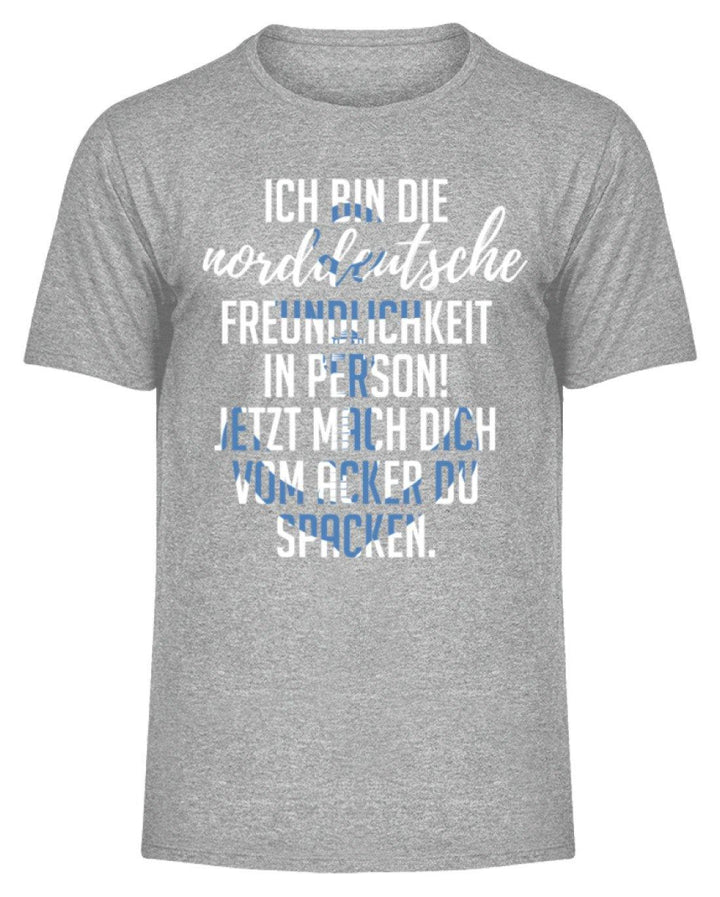 Norddeutsche Freundlichkeit  - Herren Melange Shirt - Words on Shirts Sag es mit dem Mittelfinger Shirts Hoodies Sweatshirt Taschen Gymsack Spruch Sprüche Statement