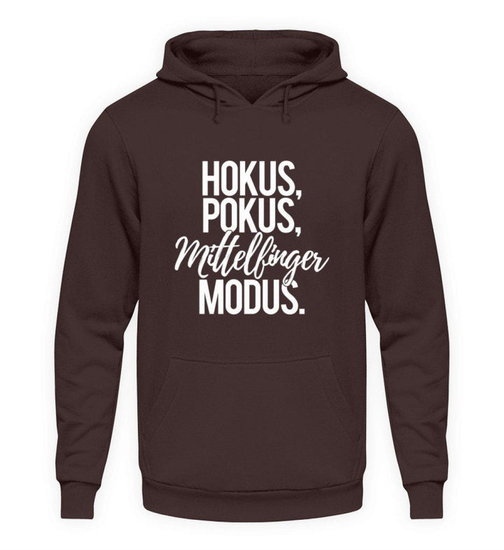 Hokus Pokus Mittelfinger Modus  - Unisex Kapuzenpullover Hoodie - Words on Shirts Sag es mit dem Mittelfinger Shirts Hoodies Sweatshirt Taschen Gymsack Spruch Sprüche Statement