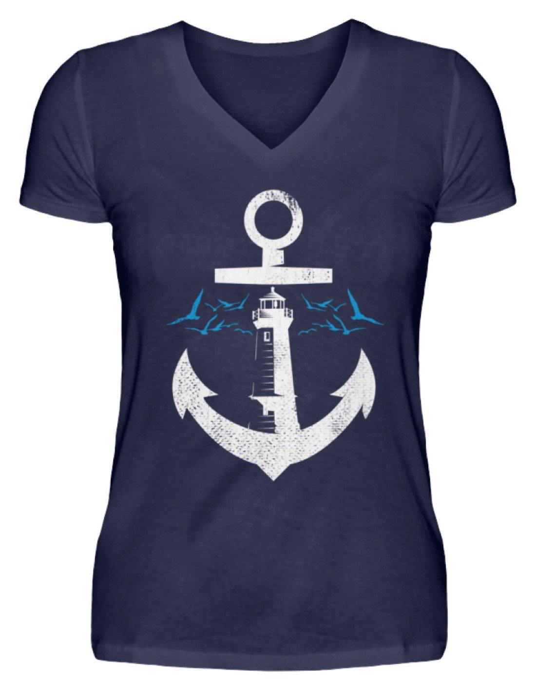Norddeutsch Anker Leuchtturm  - V-Neck Damenshirt