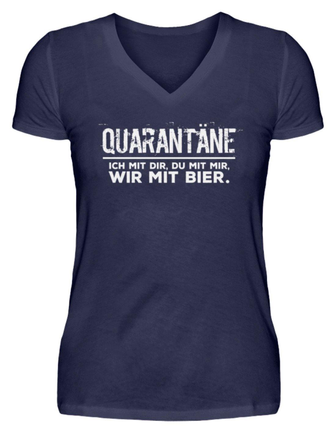 QUARANTÄNE MIT DIR - MIT MIR- MIT BIER  - V-Neck Damenshirt