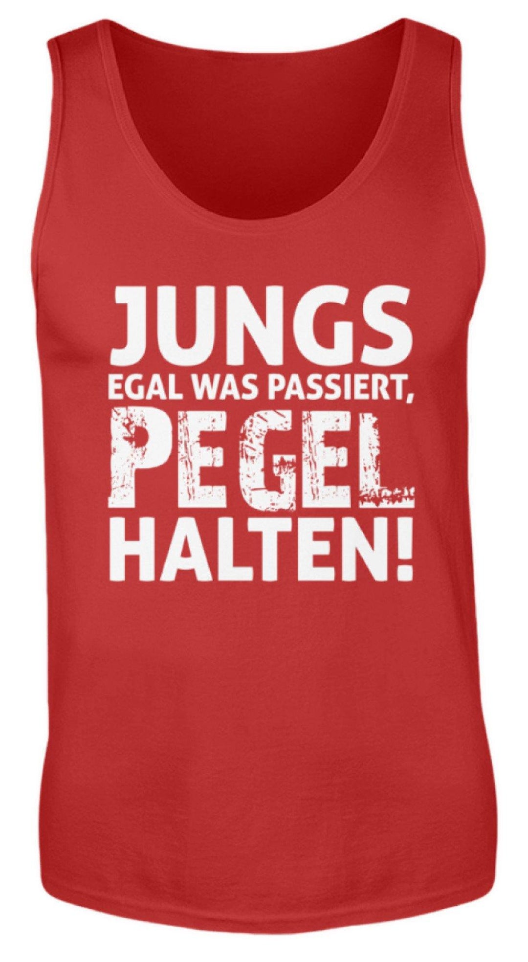 Jungs, Pegel halten.  - Herren Tanktop - Words on Shirts Sag es mit dem Mittelfinger Shirts Hoodies Sweatshirt Taschen Gymsack Spruch Sprüche Statement