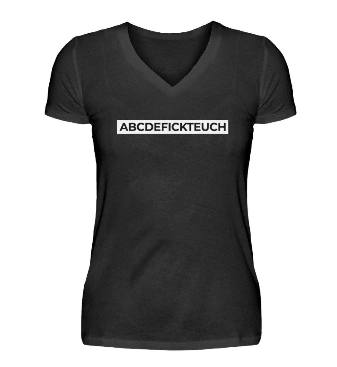 ABCDEFICKTEUCH - Words on Shirts  - V-Neck Damenshirt - Words on Shirts Sag es mit dem Mittelfinger Shirts Hoodies Sweatshirt Taschen Gymsack Spruch Sprüche Statement